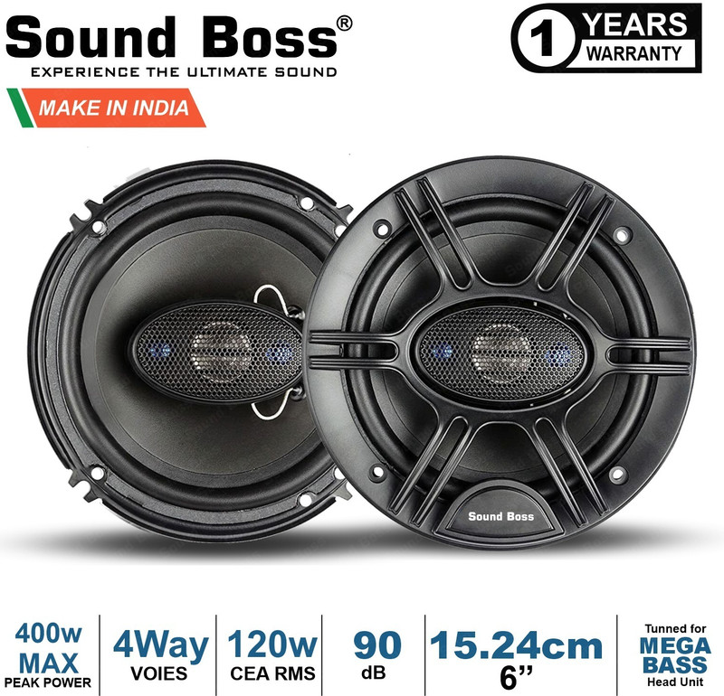 Sound Boss SBTX660 6"Inch 4Way 400W MAX Coaxial Car Speaker(400 W)