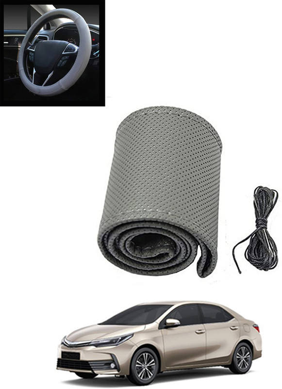CCMM Hand Stiched Steering Cover For Toyota Altis(Grey, Leatherite)