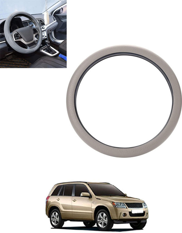 MSNP Steering Cover For Maruti Grand Vitara(Silver, Leatherite)