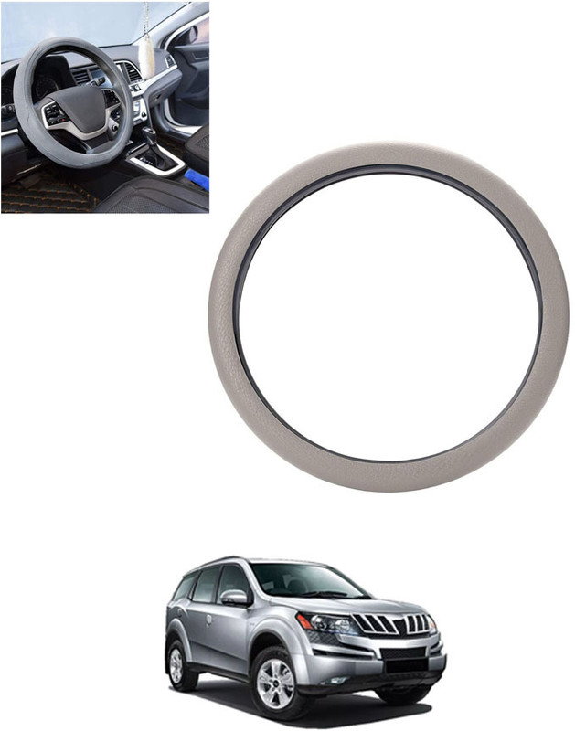 MSNP Steering Cover For Mahindra XUV 500(Silver, Leatherite)