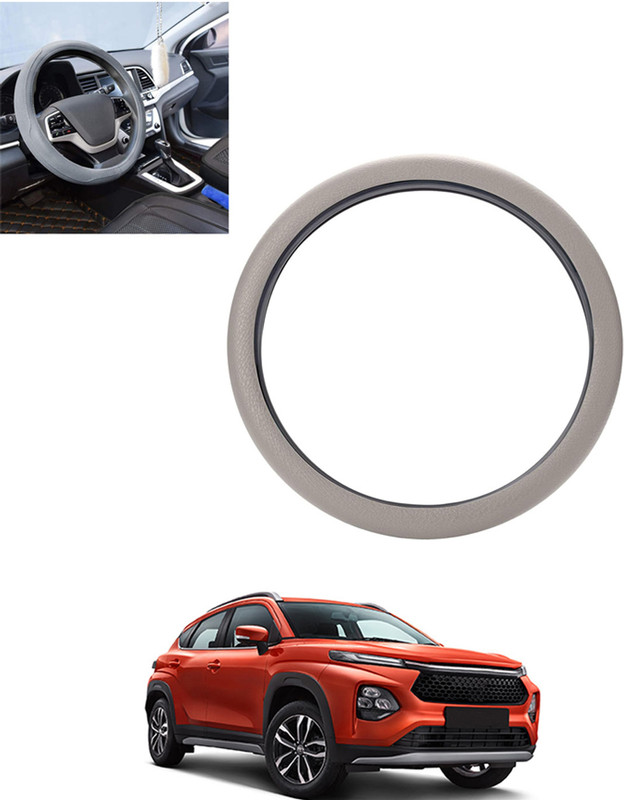 ABJD Steering Cover For Toyota Universal For Car(Silver, Leatherite)