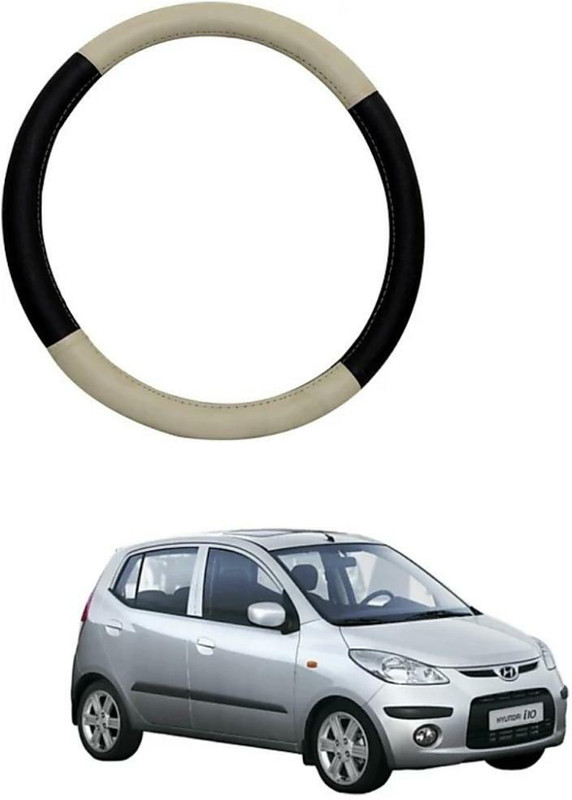 POOJATRADERSSS Steering Cover For Hyundai i10(BEIGE, BLACK, Leather)