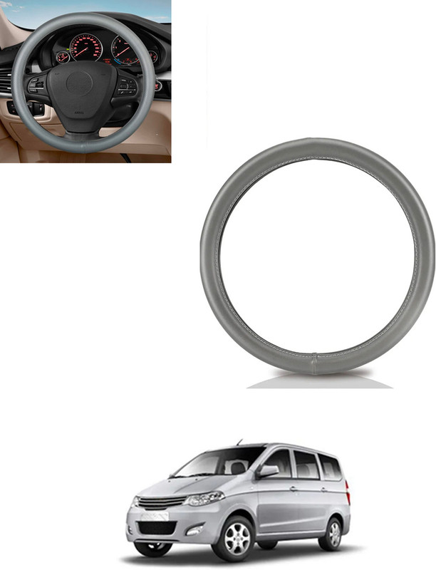 AYW Steering Cover For Chevrolet Enjoy(Grey, Leatherite)