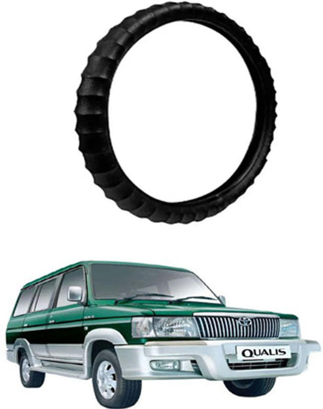 FKOK Hand Stiched Steering Cover For Toyota Qualis(Black, Leatherite)