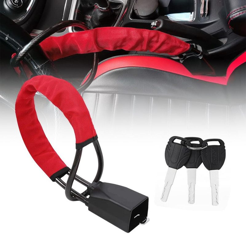 LAVITRA Car Steering Wheel Lock, Safety Belt Buckle Attachment Lock with 3 Keys Car Steering Lock (Multicolour) Wheel Lock