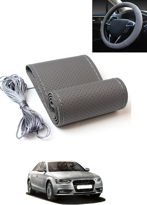 AYW Hand Stiched Steering Cover For Audi S4(Grey, Leatherite)
