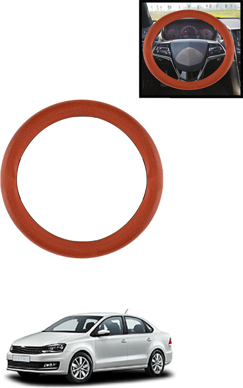 MATIES Steering Cover For Volkswagen Vento(Brown, Leatherite)