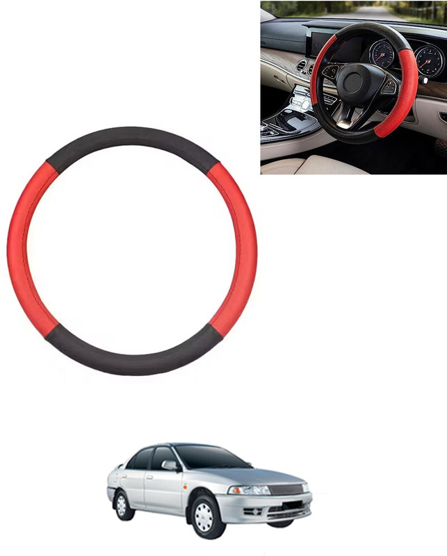 AYW Steering Cover For Mitsubishi Lancer(Red/Black, Leatherite)