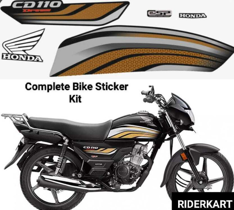 SunStick Sticker & Decal for Bike(Gold, Grey)
