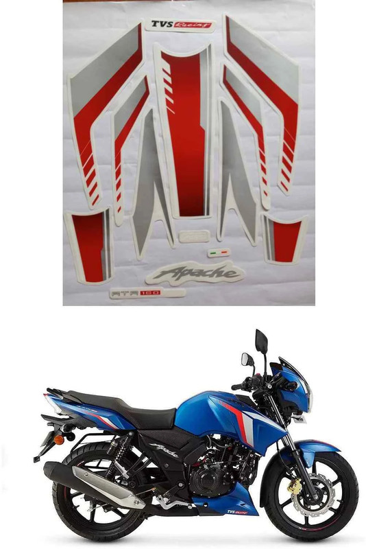 DECAL ARTISTRY Sticker & Decal for Bike(Red, Silver)