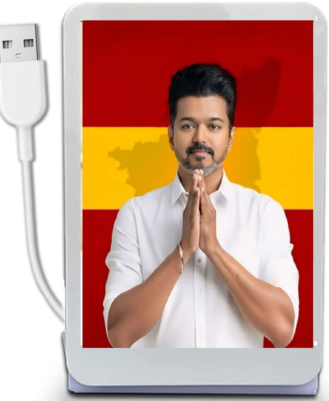 VGS MARKETINGS Thalapathy Vijay Tamizhaga vetri kazhagam TVK party leader DOUBLE SIDE 5 inch CAR DASHBOARD LED PHOTO(Multicolor)