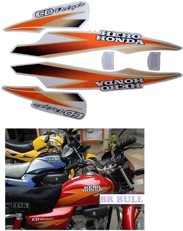 DECAL ARTISTRY Sticker & Decal for Bike(Orange, Gold)