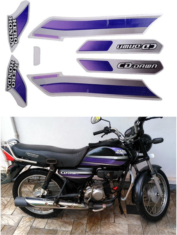 DECAL ARTISTRY Sticker & Decal for Bike(Purple, Silver)