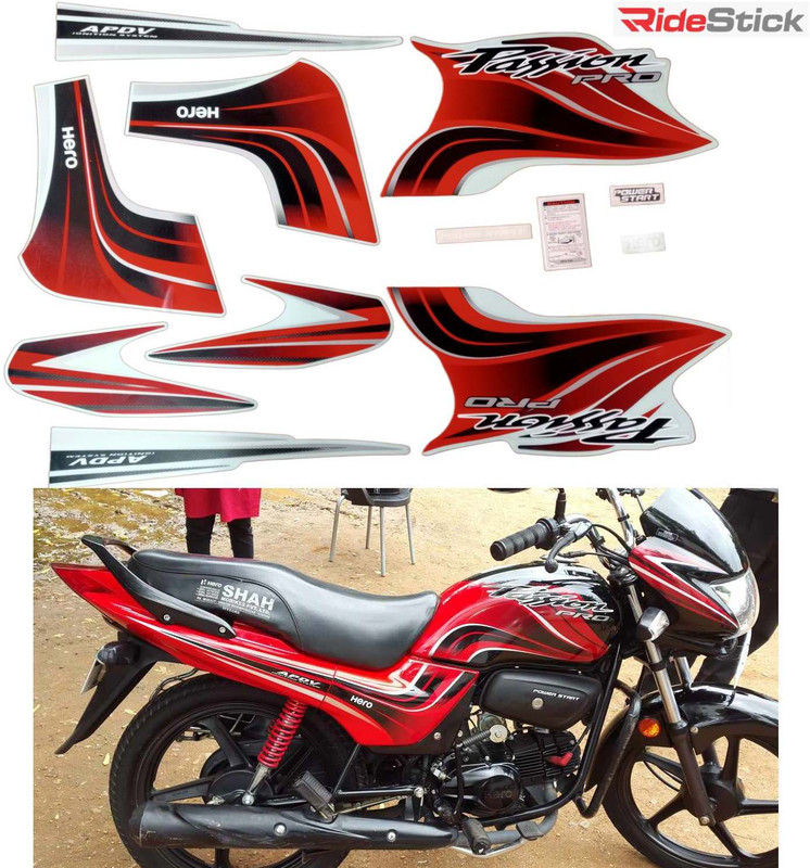 RideStick Sticker & Decal for Bike(Red, Multicolor)