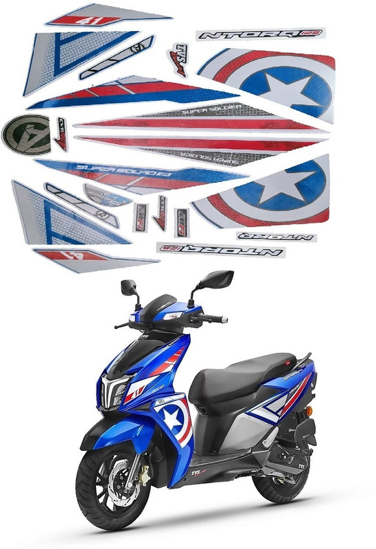 BR BULL Sticker & Decal for Scooter(Blue, Red)