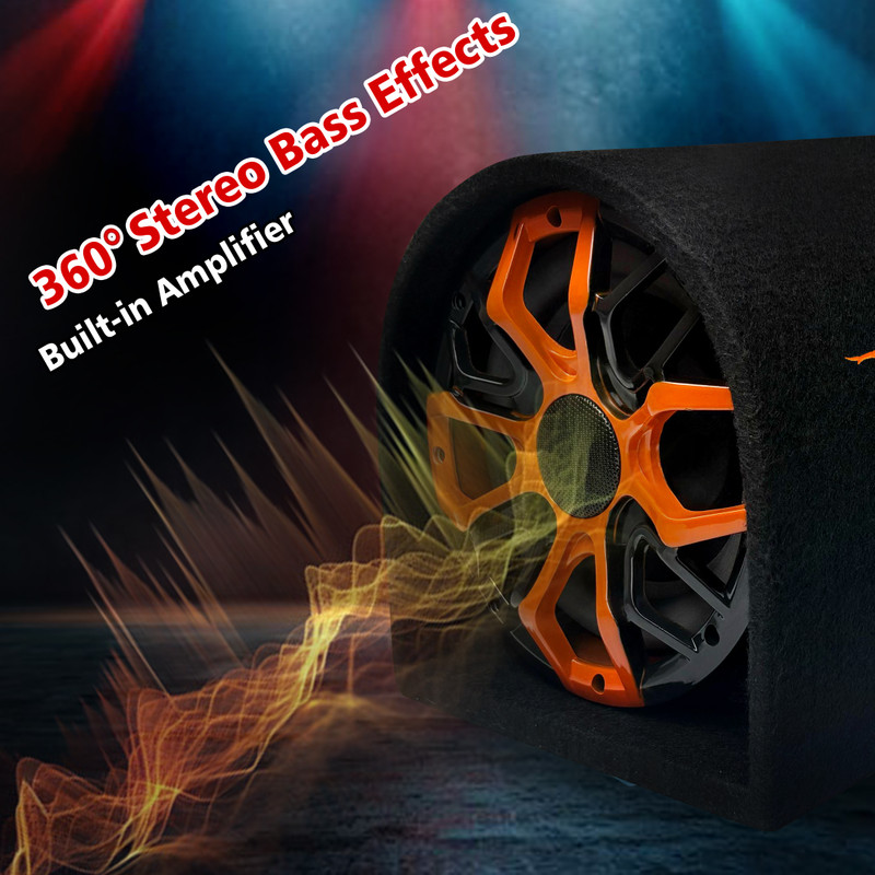 NIKPRO 10-Inch Car Audio Bass Tube – Built for Deep, Thumping Sound (X-Inch) Professional Grade Car Bass Tube with Amp Subwoofer(Powered , RMS Power: 200 W)