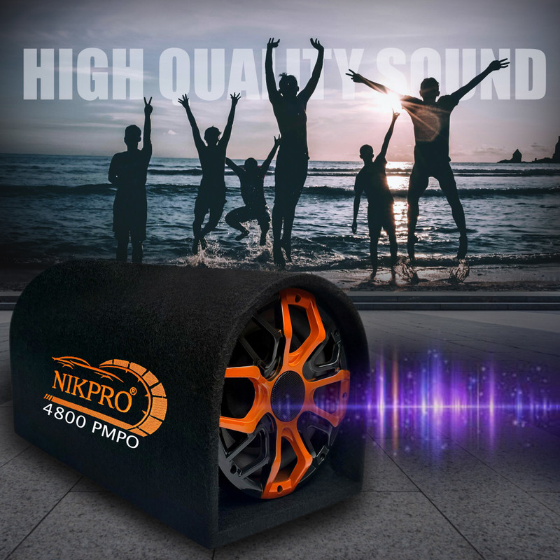 NIKPRO 10-Inch Car Subwoofer Tube – Loud, Clear, and Punchy Bass (X-Inch) Car Subwoofer Tube 10" Active Model Subwoofer(Powered , RMS Power: 200 W)