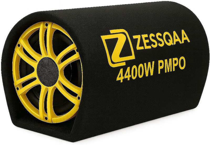 ZESSQAA ZQ_801 BST 8 Inch Active Car Bass Tube | Inbuilt Amplifier | Precision Bass Port | Golden Subwoofer(Powered , RMS Power: 4800 W)