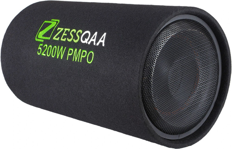 ZESSQAA ZQ-1201BST 12 Inch Active Car Bass Tube | Inbuilt Amplifier | Round Enclosure | Green Subwoofer(Powered , RMS Power: 5600 W)