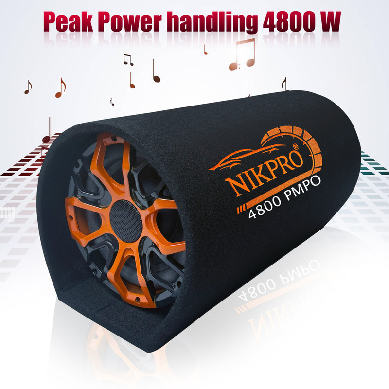 NIKPRO Built-in amplifier car bass tube Plug and Play 10 inch Car Bass Tube with a built-in amplifier Subwoofer(Powered , RMS Power: 200 W)