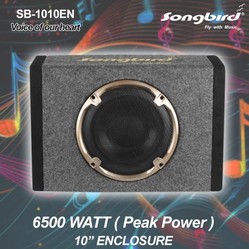 songbird cn_car_subwoofer_10 inch PREMIUM MDF CABINIET ENCLOSURE BOX 6500W MAX SUITABLE FOR CAR & HOME AUDIO Subwoofer(Powered , RMS Power: 375 W)