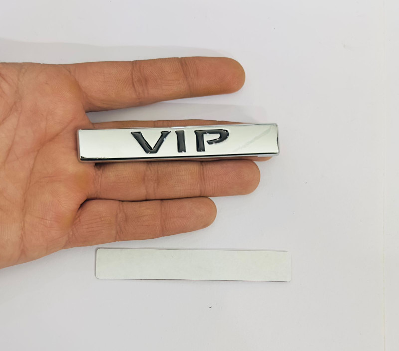 Auto MT Silver VIP Metal Sticker (9.2cmx1.5cm) for All Car&Bike 3D-Emblem Sport-Sticker. Car Flywheel