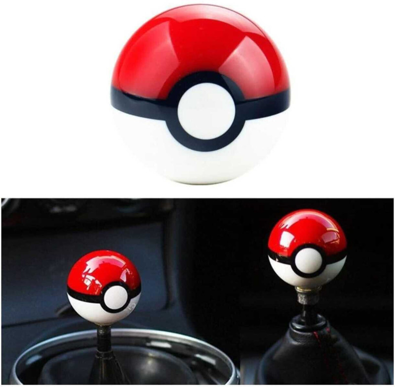 Auto MT Round Universal Pokeball Gear Shift Knob Modified Car Shifter Head wid 3 Adapter Car Flywheel