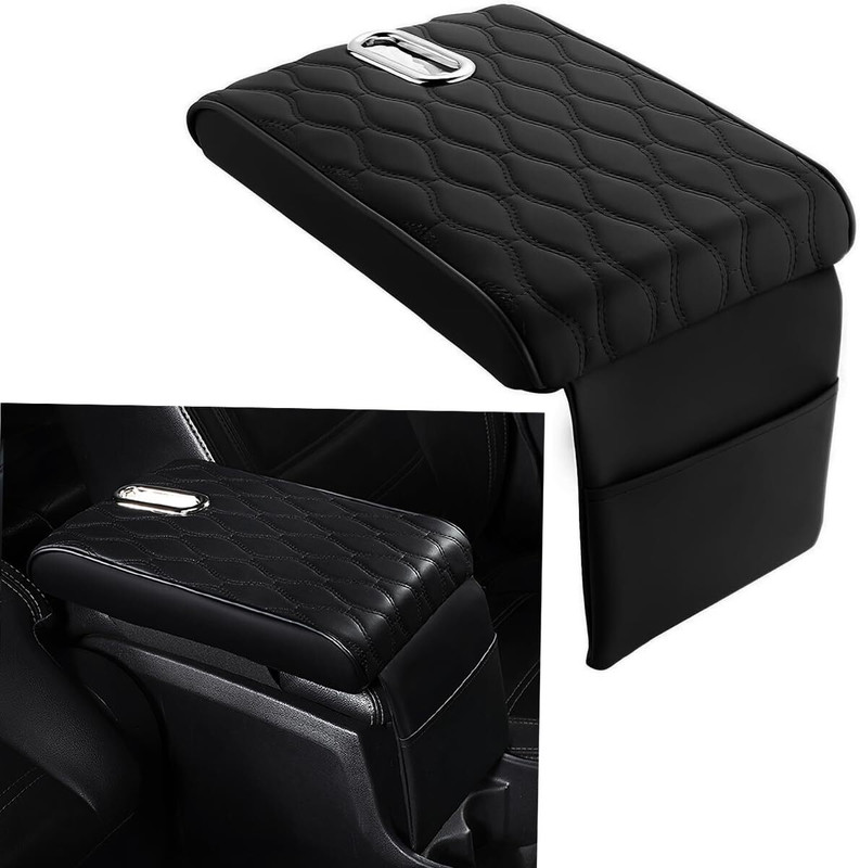 JELLEX Leather Armrest for Car Arm Rest Cushion for Car Ergonomic Hand Vehicle Tissue Dispenser(Black)