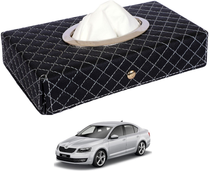 MOCKHE Cross-Black Tissue Box Leatherette-47 Vehicle Tissue Dispenser(Black)