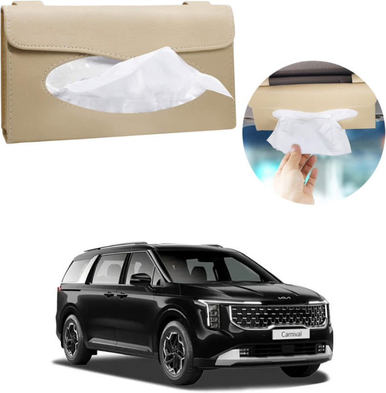 DriveXpert Tissue Holder, Car Sun Visor Napkin Holder, Tissue Papers Holder G44 Vehicle Tissue Dispenser(Beige)