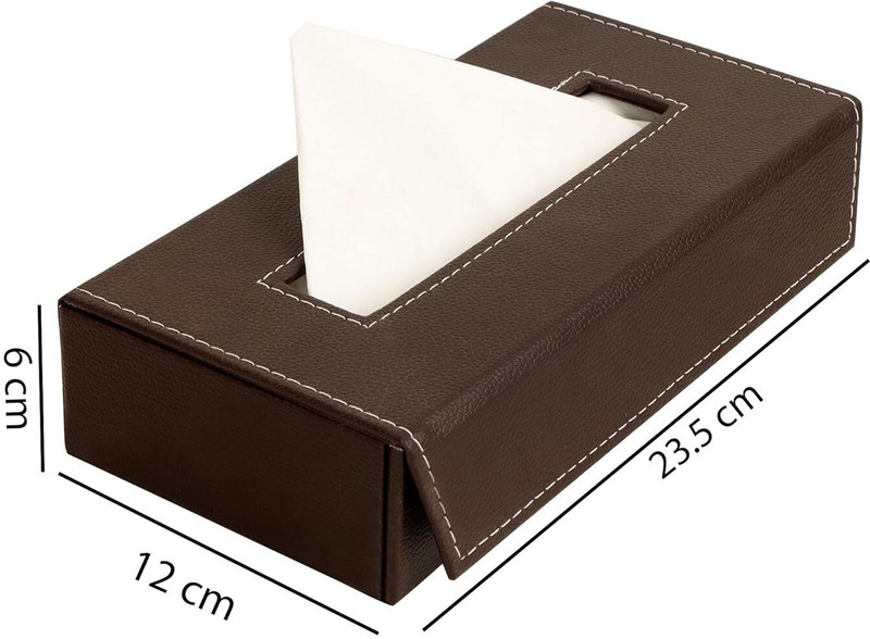 IMMUTABLE RME-Leather Car Tissue Box/Napkin Box Holder SYS23 Vehicle Tissue Dispenser(Black, Beige)