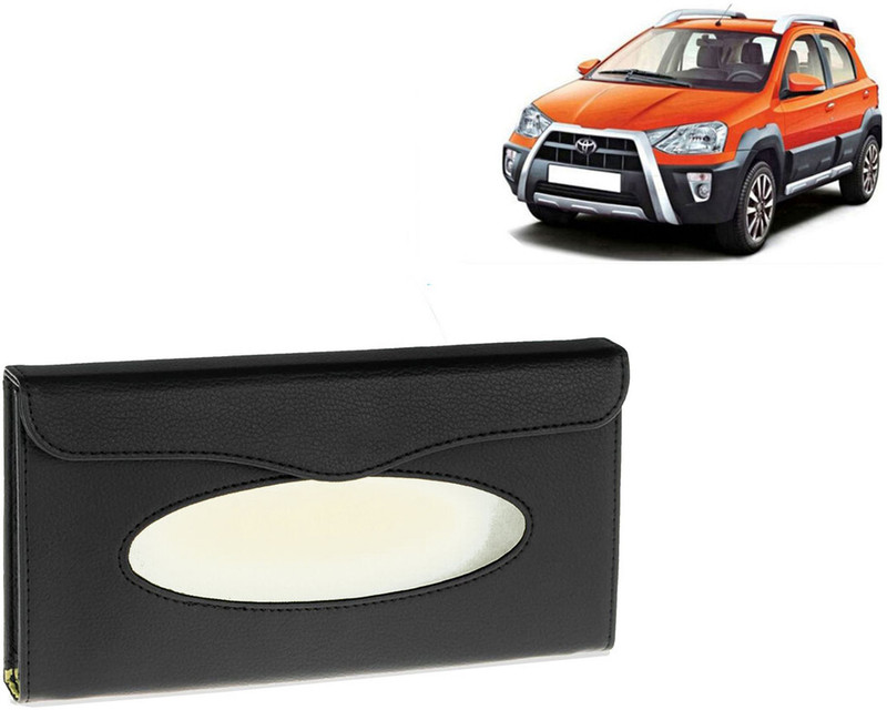 Selifaur Car Sun Visor Tissue Box Holder PU Leather Paper Napkin Organizer Etios Cross Vehicle Tissue Dispenser(Beige)