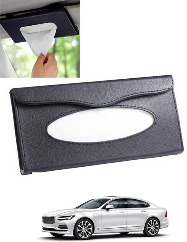 ABJD Leatherite Universal Black Rectangle Tissue Holder For Office,Home,Car-229 Vehicle Tissue Dispenser(Black)