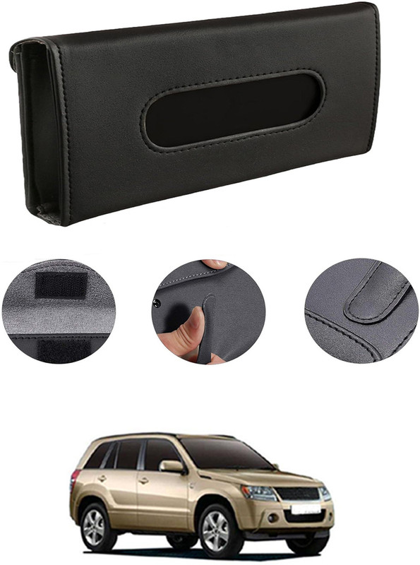 MATIES Rectangle Shape Fancy Design Tissue Dispencer For Car-127 Vehicle Tissue Dispenser(Black)