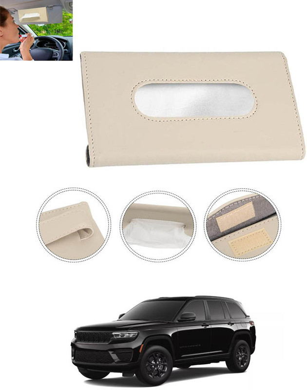 CCMM Universal Leatherite Beige Rectangle Tissue Paper Box/Dispencer For Car-120 Vehicle Tissue Dispenser(Beige)
