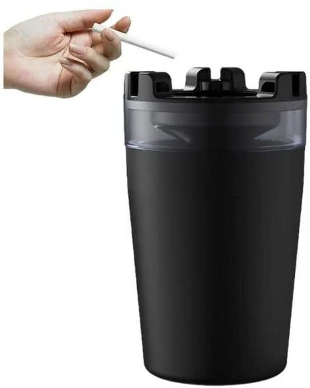Whipbird Car Ashtray with Lid & Water Tank Portable for Car, Home, Office Black Plastic Ashtray(Pack of 1)