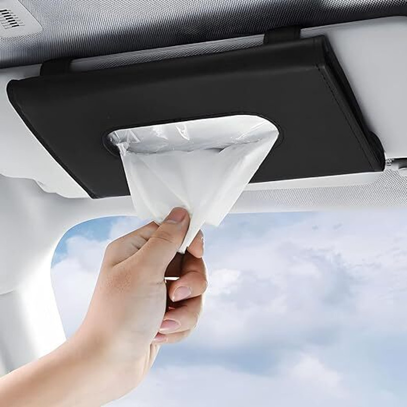 SHIGOSHREE Sun Visor Car Tissue Holder – Napkin Organizer Dispenser for Easy Access Vehicle Tissue Dispenser(Black)