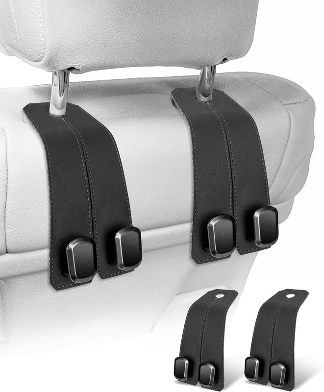 Novmiko Leather Car Seat Headrest Hooks For Handbags, Grocery Bags, Bottles, Phones Car Side Seat Catcher(10 L)