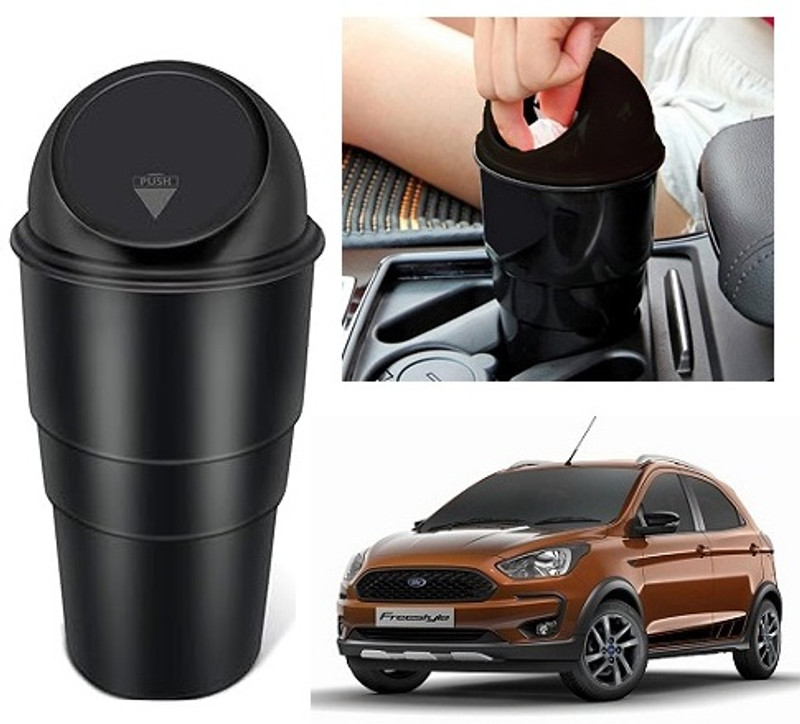 BTaccessorize Portable Mini Car Trash Bin With Push-Lid For Ford Freestyle Tray Table