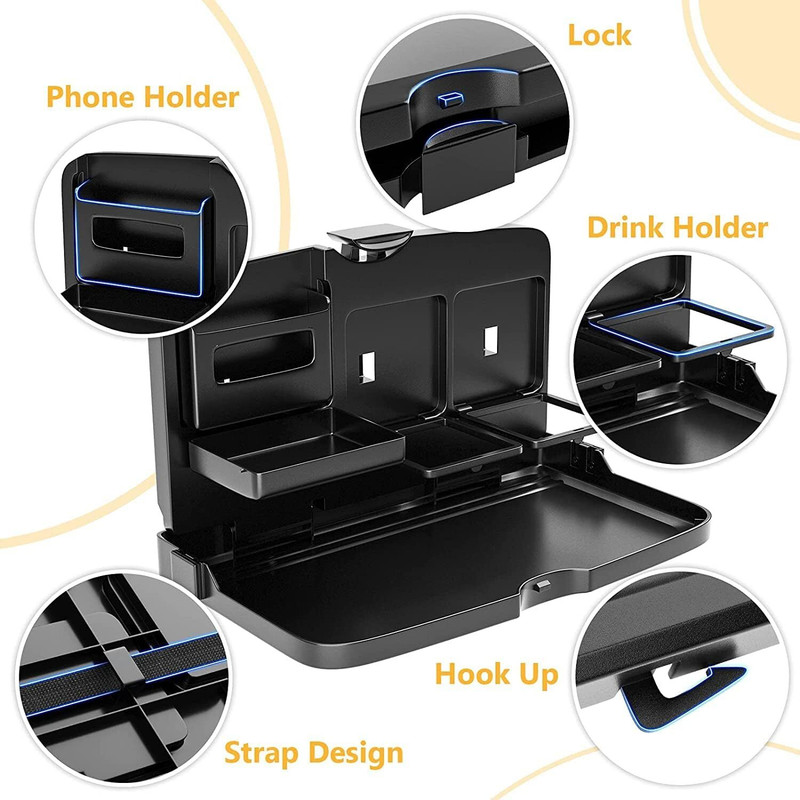 Viraan Car Back Seat Tray Table for Food Laptop & Drinks Cup Holder Tray Table
