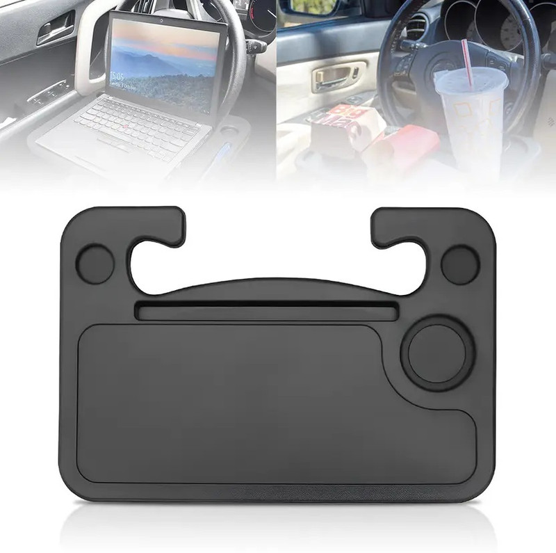 ENEMYT Portable Food Tray & Laptop Desk For Car Dual-Sided for Eating Writing & Working Cup Holder Tray Table