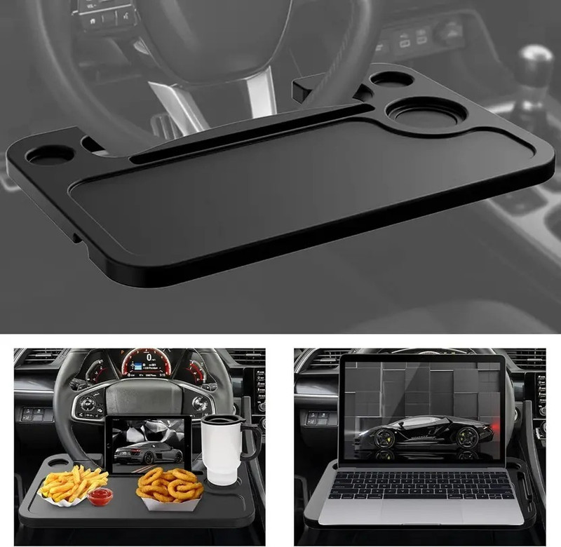 SRPHERE Steering Wheel Car Tray Table - Travel, Meal or Workstation Cup Holder Tray Table