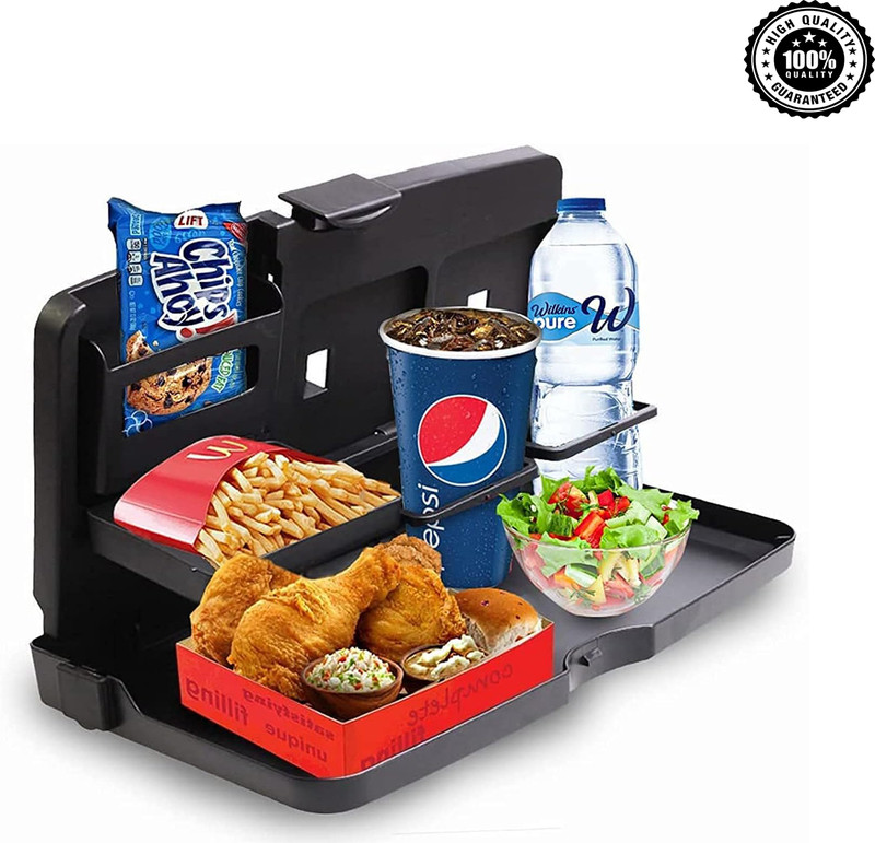 TABARET Cup Holder Tray Car Backseat Food Tray with Bottle Cup Holder/Travel Dining Tray Cup Holder Tray Table