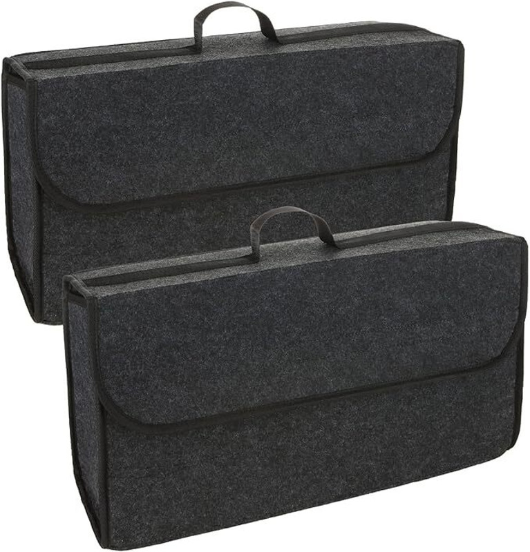 JVCV 2 PACK Large Car Trunk Boot Organizer Car Storage Anti Slip Car Accessories Trunk Organizer(Grey)