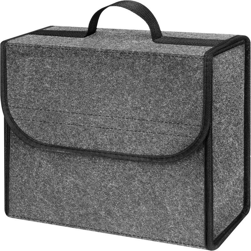 DOUBLE R BAGS Car Trunk Felt Foldable Boot Storage Organizer with Handle & Velcro Fit closer Trunk Organizer(Grey)