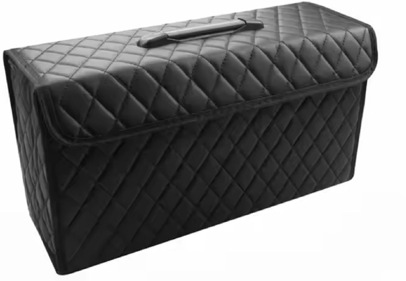 JVCV PU Leather Car Trunk Boot Organizer Bag Box Trunk Organizer(Black)