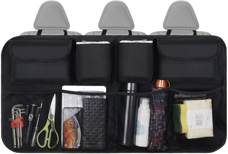 DIVYAMSHOPEE PU Leather Car Back Seat Organizer with 8 Pockets Waterproof Hanging Storage Bag Trunk Organizer(Black)