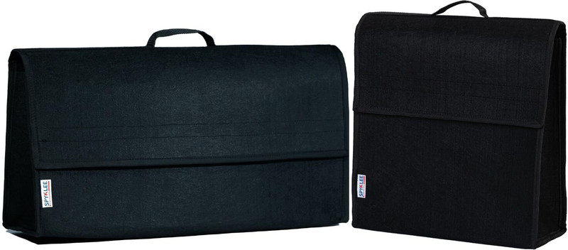 spyklee Foldable Car Trunk Organizer Felt Storage Bag with Lid Handle Large+Medium Black Trunk Organizer(Black)