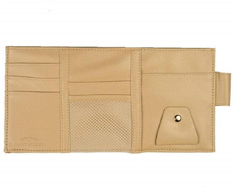 SYGA Leather Car Visor Organizer Sun Shade CD Holder Card Storage Pouch Bag Multi-Functional Organizer(Beige) Visor Pouch(Beige)