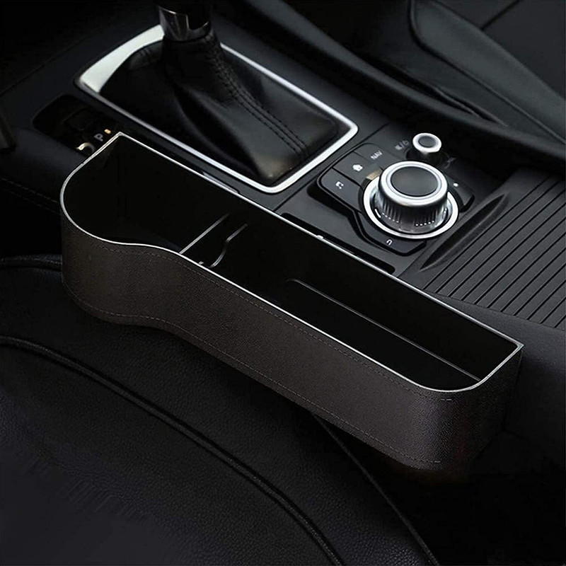 KTDANKHARA Car Seat Gap Storage Organizer (Leather Finish, Multi-Purpose Catcher Box) Trunk Organizer(Black)
